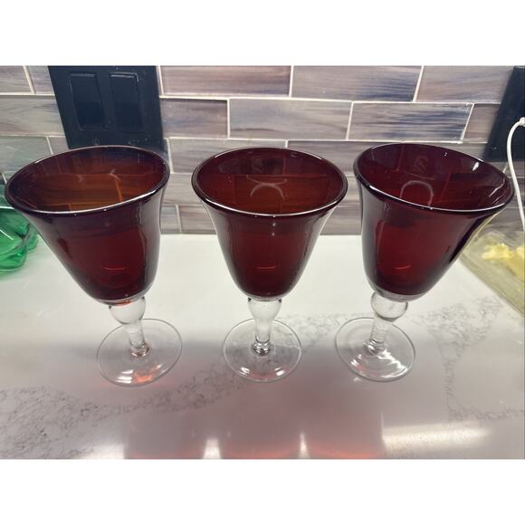 Red Casual Setting Water Glasses Durand Ruby Red Glassware 3 - Picture 1 of 14